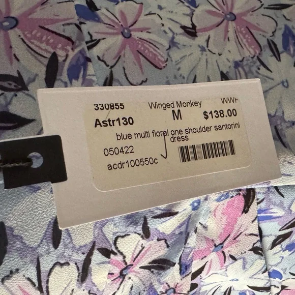 Astr the Label Santorini in blue Multi Floral One-Shoulder Dress NWT - Picture 7 of 7